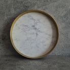 White Marble Tray, White Marble Decorative tray, White Marble Tray with Brass Ring