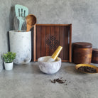 Marble Mortar & Pestle with Brass Handle, Mortar and Pestle Marble