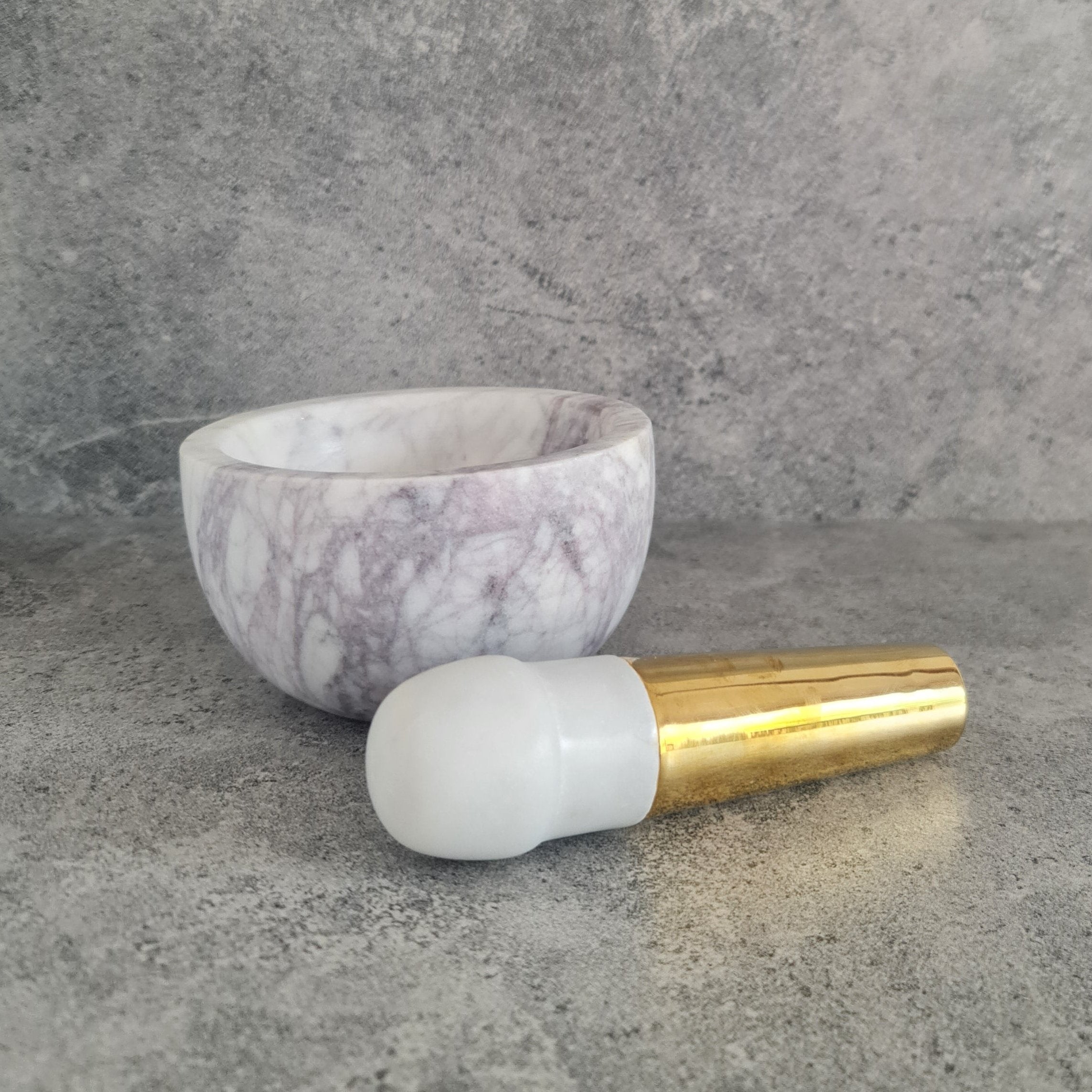 Marble Mortar & Pestle with Brass Handle, Mortar and Pestle Marble