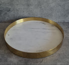 White Marble Tray, White Marble Decorative tray, White Marble Tray with Plain Brass Ring