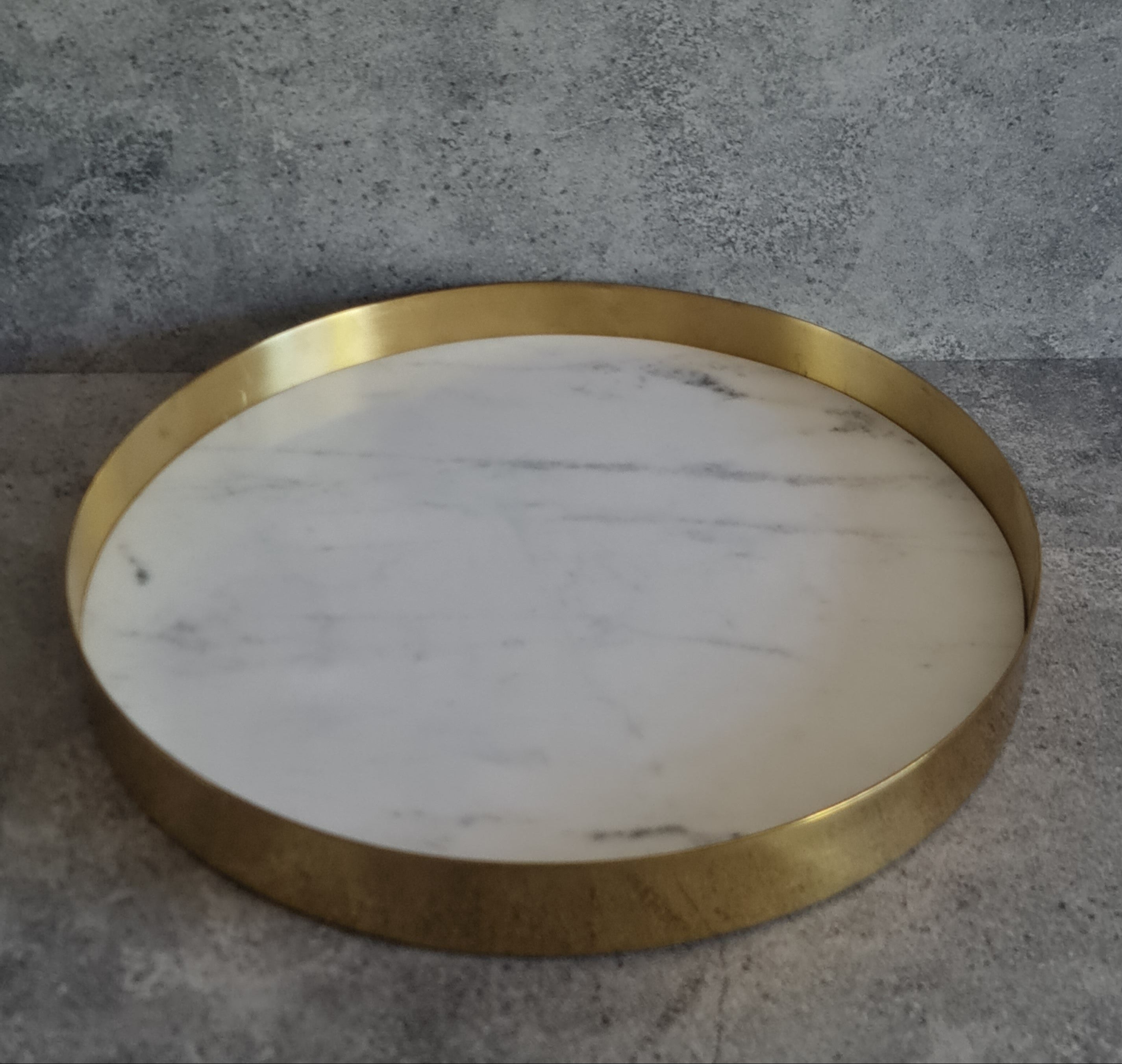 White Marble Tray, White Marble Decorative tray, White Marble Tray with Plain Brass Ring