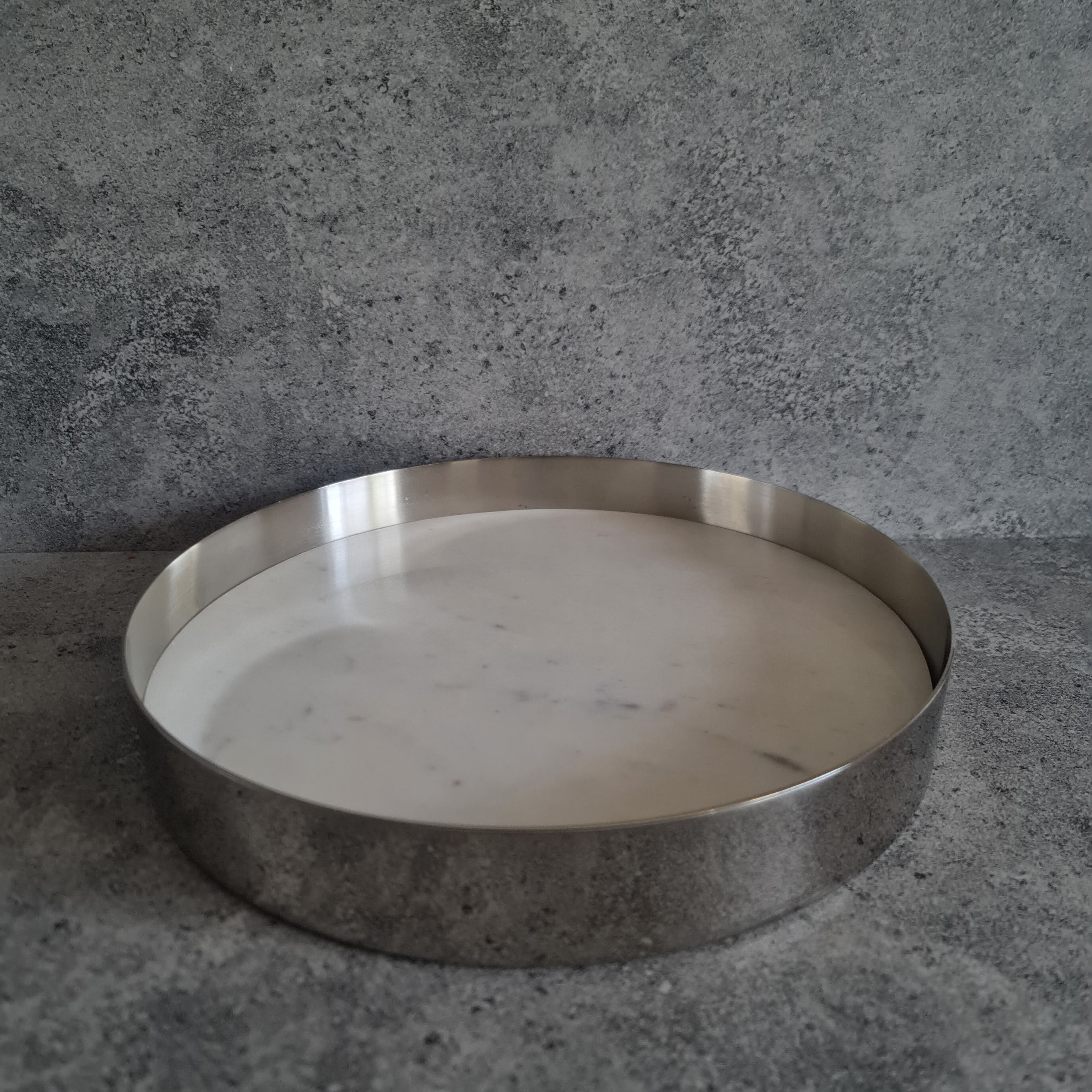 White Marble Tray, White Marble Decorative tray, White Marble Tray with Plain Nickel Ring