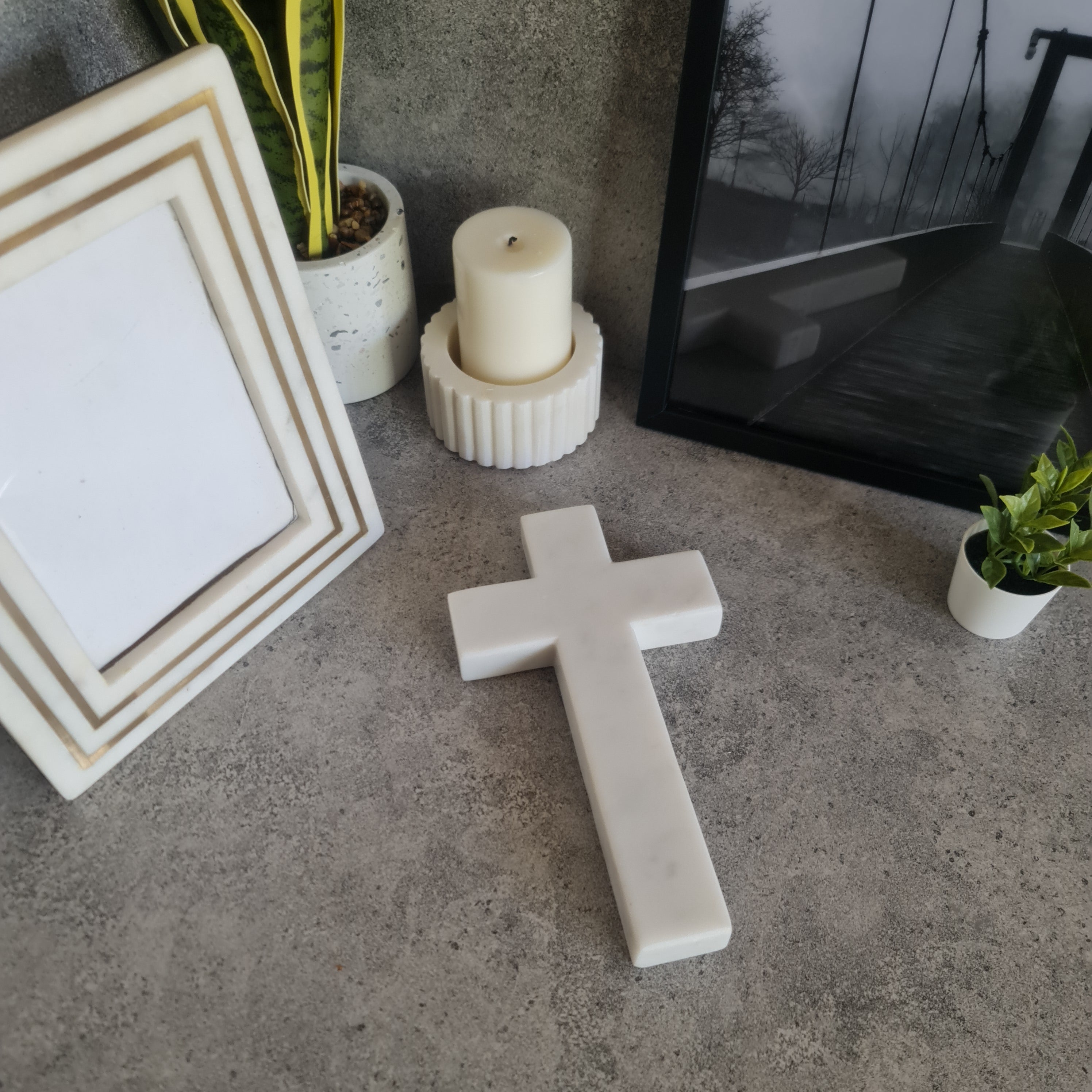 Marble Cross Decor, Home Decor Piece, Marble Cross Home Decor, Figurine