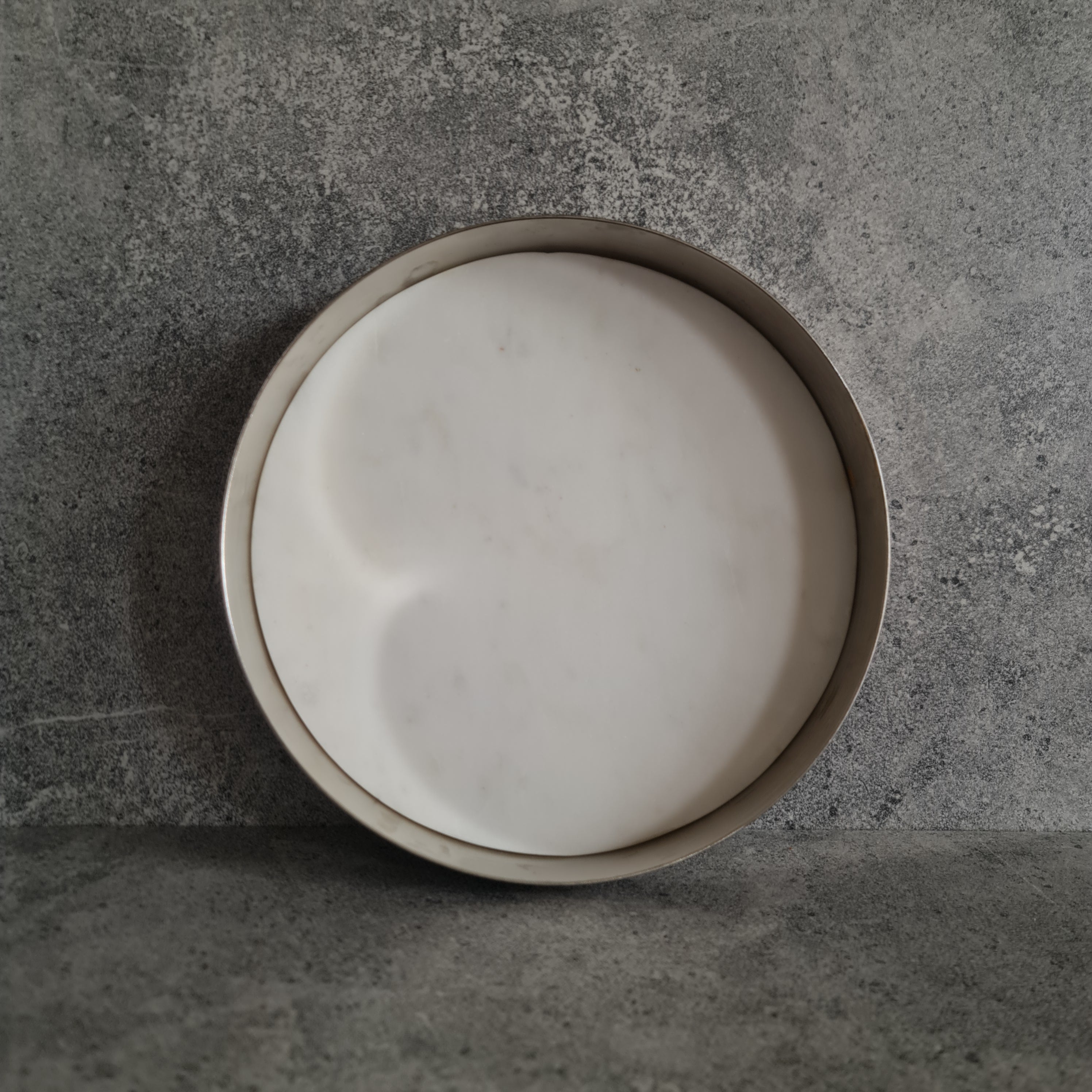 White Marble Tray, White Marble Decorative tray, White Marble Tray with Plain Nickel Ring