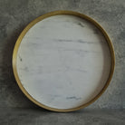 White Marble Tray, White Marble Decorative tray, White Marble Tray with Plain Brass Ring