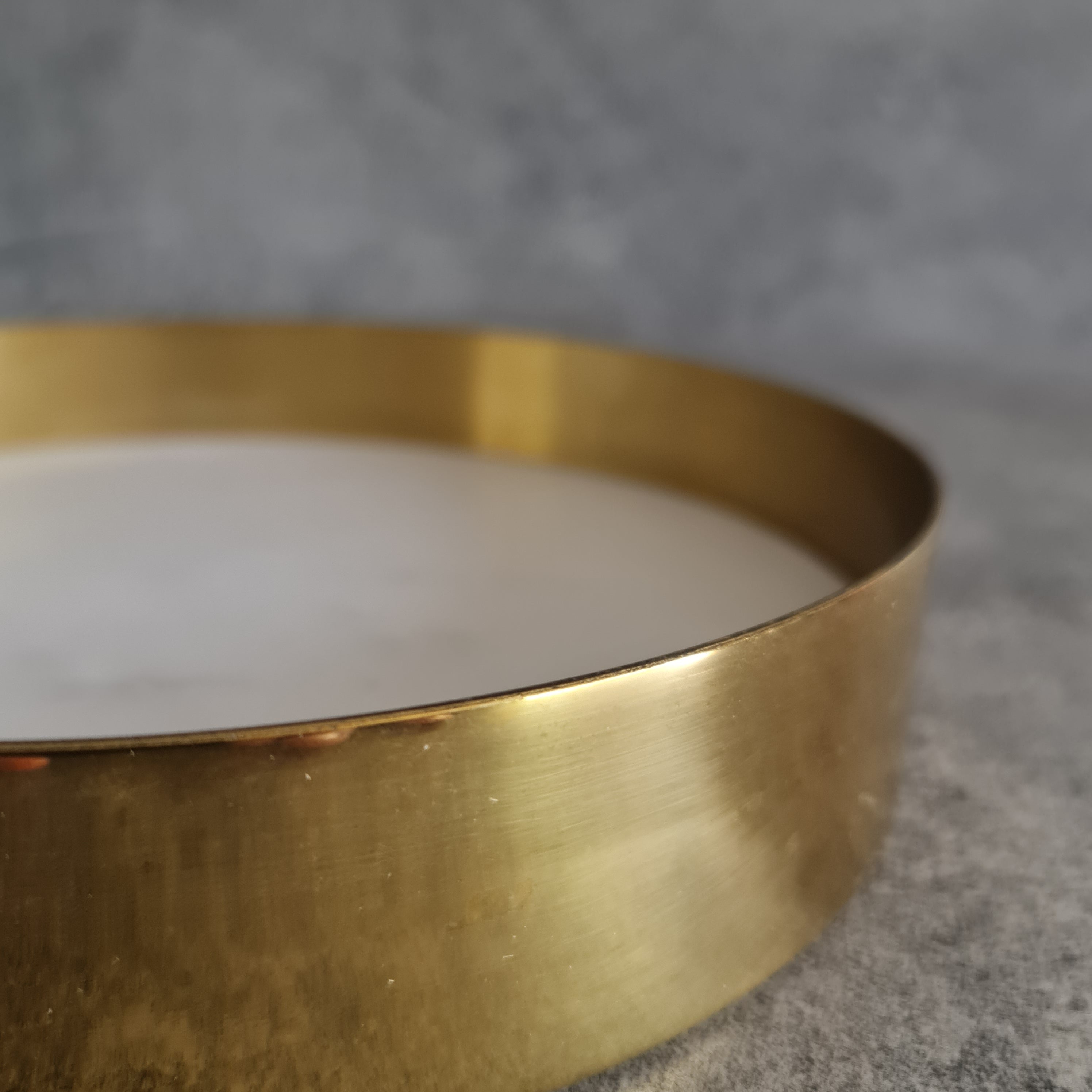 White Marble Tray, White Marble Decorative tray, White Marble Tray with Plain Brass Ring